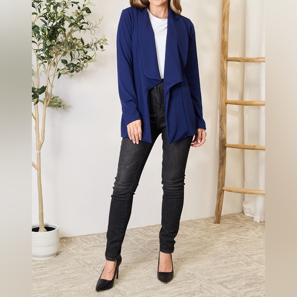 NEW Heimish PLUS + REG Size Navy Blue Open Front Lightweight Blazer Jacket - Picture 5 of 6